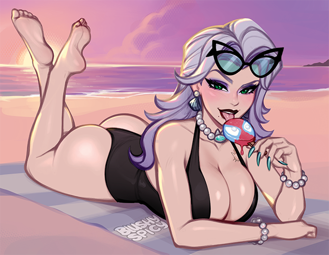 [BUNDLE] Black Cat Swimsuit Sunset Print & 1 [MEDIUM] Same Sticker