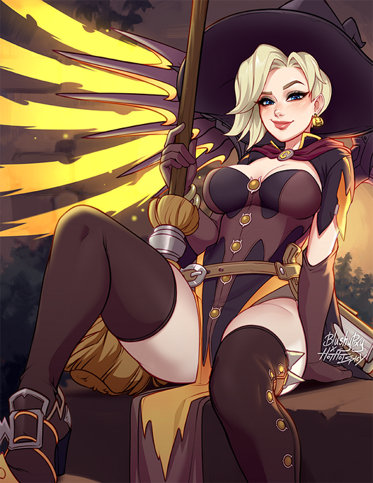 [BUNDLE] Witch Mercy Sit Print & 1 [MEDIUM] Same Sticker
